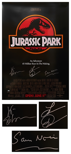 Jurassic Park Cast-Signed Poster -- Signed by Jeff Goldblum, Laura Dern & Sam Neill