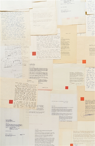 Very Large Lot of Correspondence from Frank Lloyd Wright -- Includes 13 Telegrams Sent by Wright, 3 Letters & Hundreds of Pages of Retained Letters & Documents