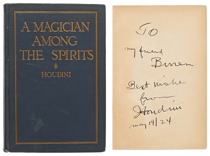 Harry Houdini Signed First Edition of His Book ''A Magician Among the Spirits''