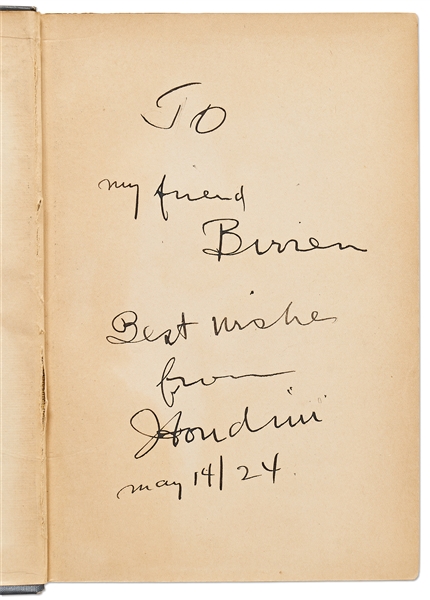 Harry Houdini Signed First Edition of His Book ''A Magician Among the Spirits''