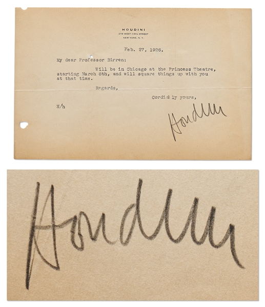 Harry Houdini Letter Signed -- ''...will square things up with you at that time...''