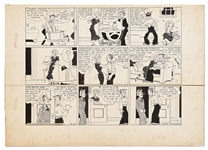 Chic Young Hand-Drawn Blondie Sunday Comic Strip From 1935 -- Blondie Wonders Why Dagwood Is Being So Nice to Her