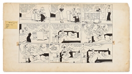 Chic Young Hand-Drawn Blondie Sunday Comic Strip From 1936 -- Dagwood Dreams of Dragons & Swords -- Also With Original Artwork on Verso of Strip