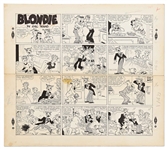 Chic Young Hand-Drawn Blondie Sunday Comic Strip From 1955 -- Dagwood and Blondie Get Married Again!