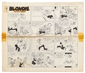 Chic Young Hand-Drawn Blondie Sunday Comic Strip From 1960 -- Dagwood Cant Catch a Nap or a Break -- Also With Chic Youngs Original Preliminary Artwork