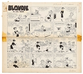 Chic Young Hand-Drawn Blondie Sunday Comic Strip From 1962 -- Dagwood Cant Get Any Work Done -- Also With Chic Youngs Original Preliminary Artwork