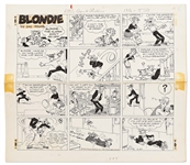 Chic Young Hand-Drawn Blondie Sunday Comic Strip From 1968 -- The Days Off to a Bad Start for Dagwood -- Also With Chic Youngs Original Preliminary Artwork