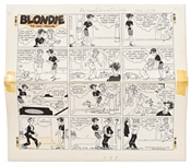 Chic Young Hand-Drawn Blondie Sunday Comic Strip From 1968 -- Blondie Rehearses Her Feminine Wiles