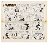 Chic Young Hand-Drawn Blondie Sunday Comic Strip From 1970 -- The Bumsteads Have a New Dog!