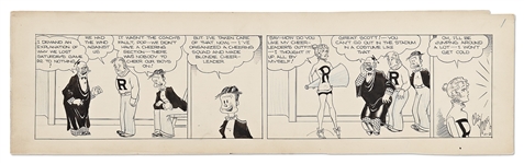 Chic Young Hand-Drawn Blondie Comic Strip From 1931 -- Blondies a Cheerleader for Dagwoods Team