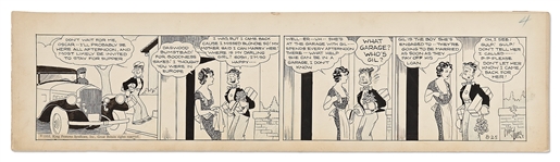 Chic Young Hand-Drawn Blondie Comic Strip From 1932 -- Dagwood Returns from His Cruise Only to Find Out Blondie Is Engaged to Another! -- Strip Also Features a Rare Appearance by Blondies Mother