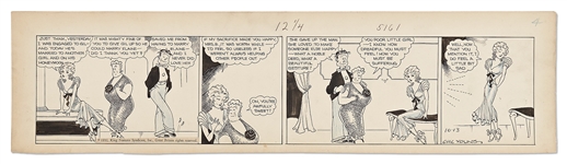 Chic Young Hand-Drawn Blondie Comic Strip From 1932 -- Blondie Gives Up Gil so He Can Marry Dagwoods Ex-Girlfriend