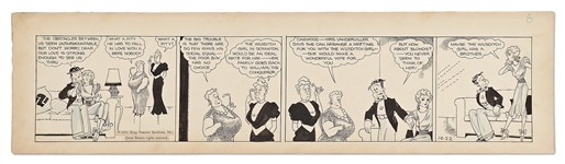 Chic Young Hand-Drawn Blondie Comic Strip From 1932 -- Dagwood Pursues Blondie