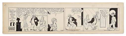 Chic Young Hand-Drawn Blondie Comic Strip From 1933 -- Day 17 of Dagwoods Famous Hunger Strike!