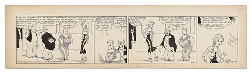 Chic Young Hand-Drawn Blondie Comic Strip From 1933 -- The Bumsteads Plan Blondies Marriage to Dagwood