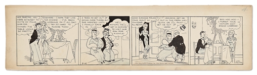 Chic Young Hand-Drawn Blondie Comic Strip From 1933 -- A Rare Strip Showing Dagwoods Parents at Blondie & Dagwoods Home