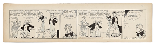 Chic Young Hand-Drawn Blondie Comic Strip From 1933 -- Dagwood Has Amnesia!