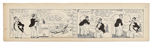 Chic Young Hand-Drawn Blondie Comic Strip From 1933 -- Dagwoods First Day of Work!