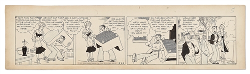 Chic Young Hand-Drawn Blondie Comic Strip From 1933 -- Dagwood & Blondies First Night in Their New Home