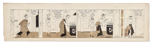 Chic Young Hand-Drawn Blondie Comic Strip From 1937 -- Dagwood Is More Interested in Dinner than He Is Blondie