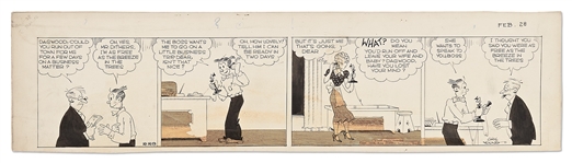 Chic Young Hand-Drawn Blondie Comic Strip From 1938 -- Dagwood Isnt as Free as Hed Like to Think