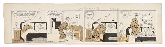 Chic Young Hand-Drawn Blondie Comic Strip From 1937 -- Dagwood vs. the Mosquito