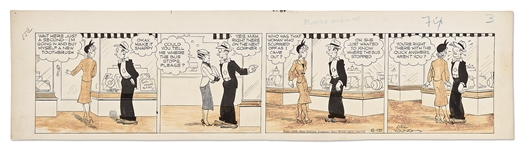 Chic Young Hand-Drawn Blondie Comic Strip From 1938 -- Blondies Jealous