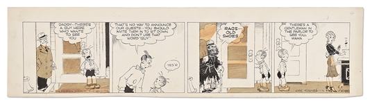 Chic Young Hand-Drawn Blondie Comic Strip From 1938 -- Alexander Invites a Vagabond Into the Bumstead Home