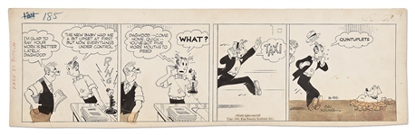 Chic Young Hand-Drawn Blondie Comic Strip From 1941 -- Daisy the Dog Has Quintuplets!