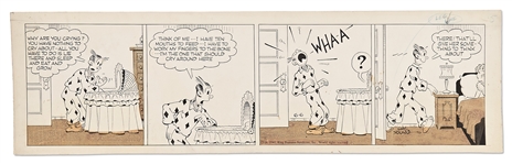 Chic Young Hand-Drawn Blondie Comic Strip From 1941 -- Dagwood Feels the Pressure of a Full House