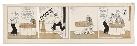 Chic Young Hand-Drawn Blondie Comic Strip From 1941 -- Alexander Plays a Funny Trick on Dagwood