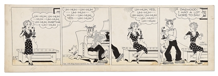 Chic Young Hand-Drawn Blondie Comic Strip From 1948 -- Blondies a Gossip Chatterbox