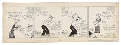 Chic Young Hand-Drawn Blondie Comic Strip From 1948 -- Dagwoods Handyman Skills Leave Much to Be Desired