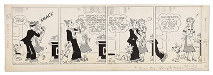 Chic Young Hand-Drawn Blondie Comic Strip From 1950 -- Dagwood Loves Blondie Even More on a Full Stomach