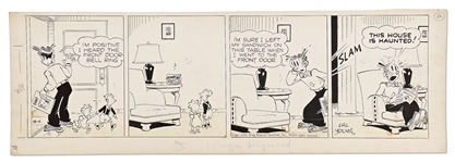 Chic Young Hand-Drawn Blondie Comic Strip From 1950 -- A Haunted House?