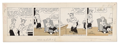 Chic Young Hand-Drawn Blondie Comic Strip From 1953 -- Dagwood as Chef