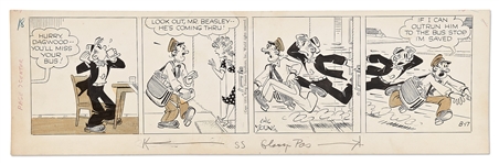 Chic Young Hand-Drawn Blondie Comic Strip From 1953 -- Dagwood Runs Out the Door!