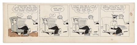 Chic Young Hand-Drawn Blondie Comic Strip From 1953 -- Love Has Its Yups and Downs