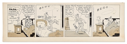 Chic Young Hand-Drawn Blondie Comic Strip From 1955 -- Cookie vs. the Mosquito vs. Dagwood