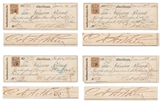 Lot of Four Checks Handwritten & Signed by Chester Arthur