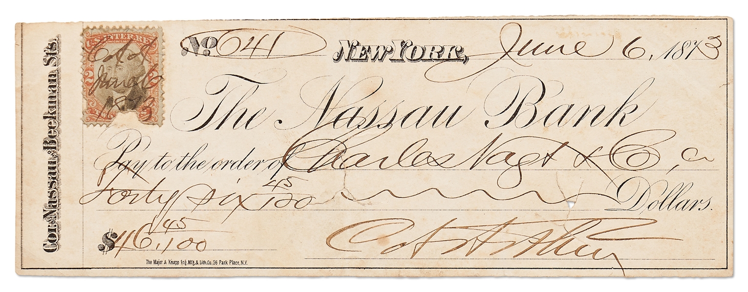 Lot of Four Checks Handwritten & Signed by Chester Arthur