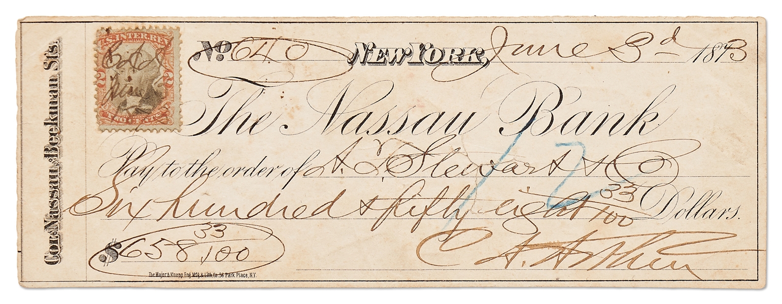 Lot of Four Checks Handwritten & Signed by Chester Arthur