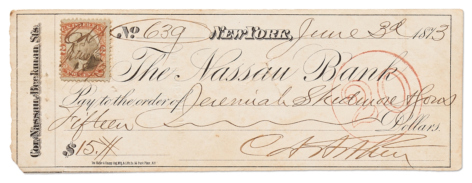 Lot of Four Checks Handwritten & Signed by Chester Arthur