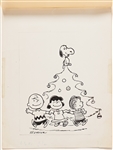 Charles Schulz Original Peanuts Hand-Drawn Artwork Depicting Snoopy and the Gang at Christmas