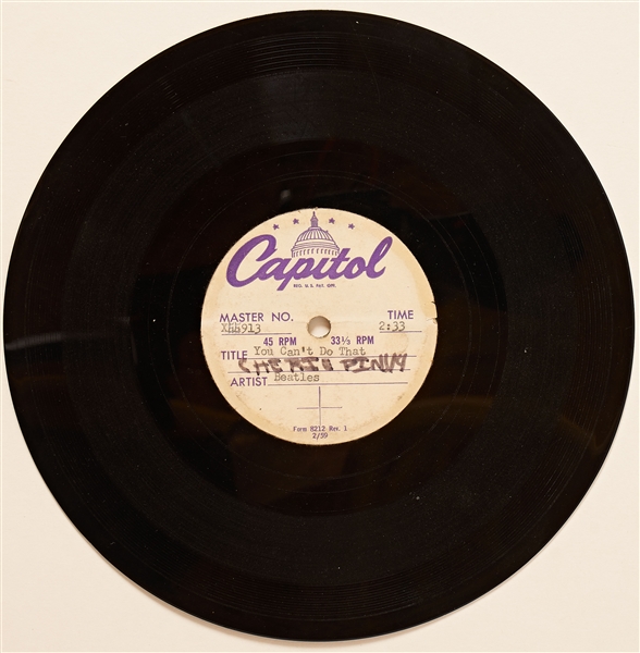 The Beatles 8'' Acetate Issued by Capitol Records in 1964 for ''Can't Buy Me Love'' and ''You Can't Do That'' -- Rare