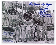 Photo Signed by 14 of the Famous WWII Black Sheep Including Its Leader, Medal of Honor Recipient & Fighter Ace Pappy Boyington