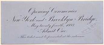 Admission Ticket to the Brooklyn Bridge Opening Ceremonies in 1883 -- Printed by Tiffany & Co.