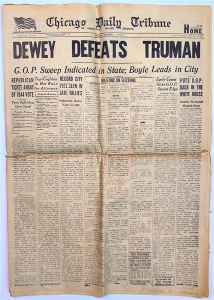 ''Dewey Defeats Truman'' Newspaper -- The Most Famous Newspaper Mistake of All Time