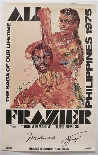 Muhammad Ali and Joe Frazier Signed ''Thrilla in Manilla'' Poster by LeRoy Neiman