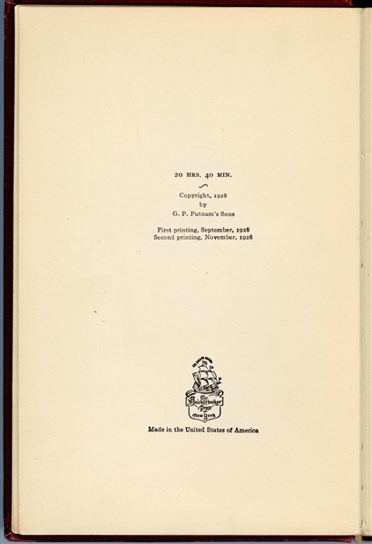 Amelia Earhart Signed First Edition of ''20 Hrs. 40 Mins.'' -- The Memoir of Her 1928 Transatlantic Flight